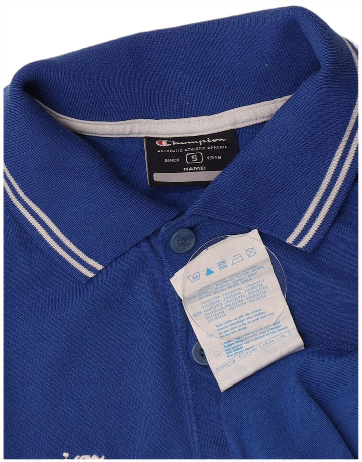 Polo grafica da uomo Champion piccola in cotone blu