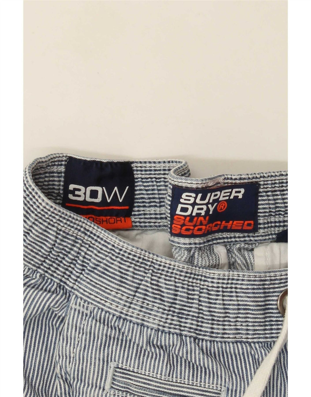 Pantaloncini chino da uomo Superdry W30 cotone gessato blu medio