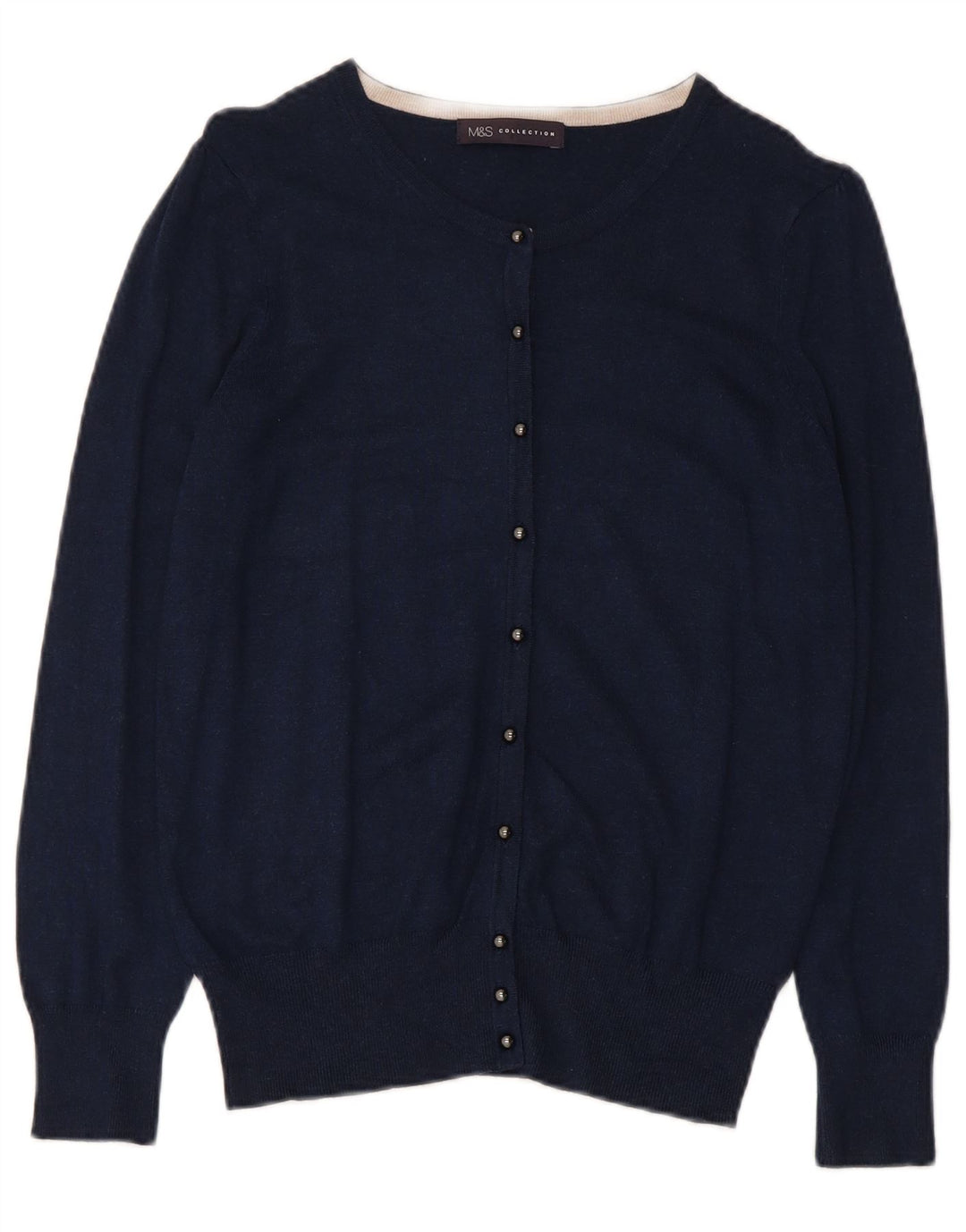 Maglione cardigan da donna Marks & Spencer UK 12 Viscosa blu navy medio