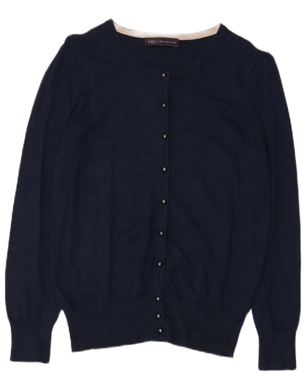 Maglione cardigan da donna Marks & Spencer UK 12 Viscosa blu navy medio