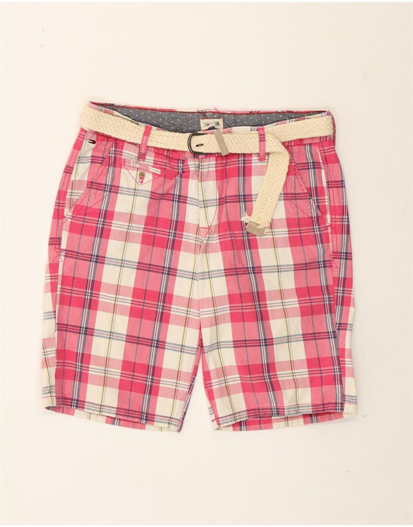 Pantaloncini chino da donna Tommy Hilfiger W29 cotone scozzese rosa medio