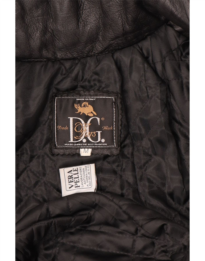 Cappotto in pelle con cappuccio oversize da donna VINTAGE UK 14 Pelle nera media