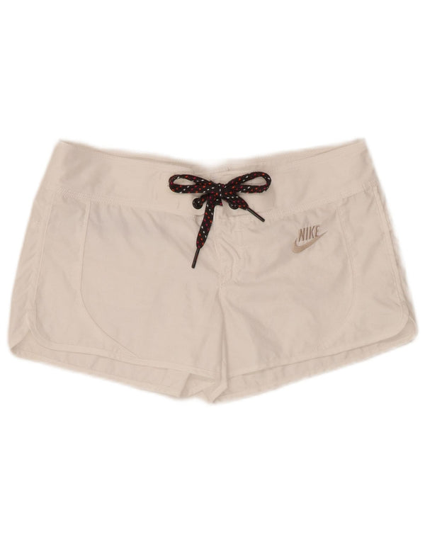 Pantaloncini sportivi da donna Nike UK 10 piccoli poliestere bianco
