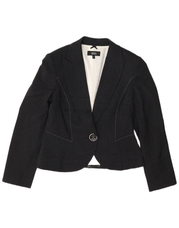 Marks & Spencer Womens 1 Button Blazer Jacket UK 10 Small Navy Blue Spotted