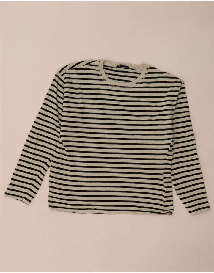 Top Zara da donna a maniche lunghe UK 10 Small White Striped