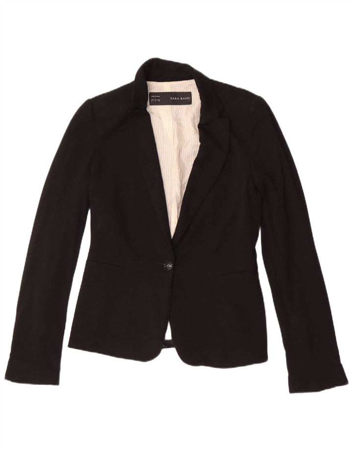 Giacca blazer a 1 bottone da donna Zara UK 10 piccola viscosa nera