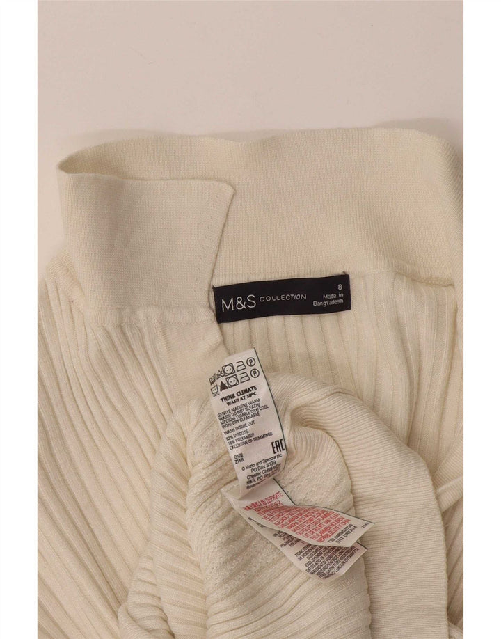 Maglione a collo alto da donna Marks & Spencer UK 8 piccolo in viscosa bianca