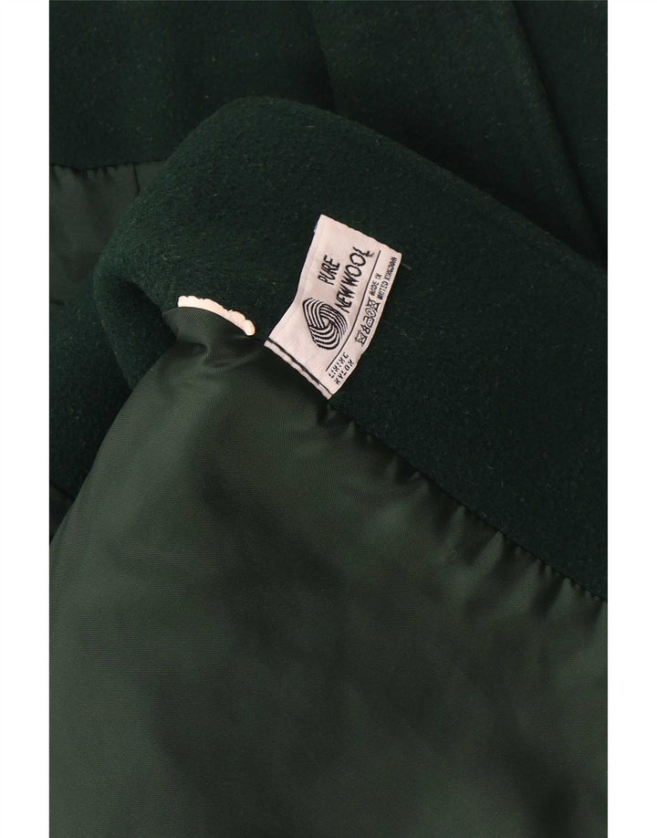 Cappotto doppiopetto oversize da donna vintage UK 18 XL lana vergine verde