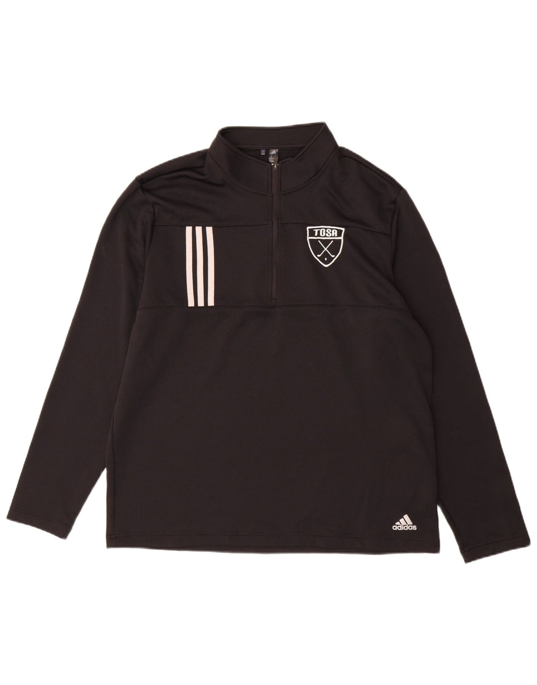 ADIDAS Mens Graphic Zip Neck Pullover Tracksuit Top XL Black Polyester