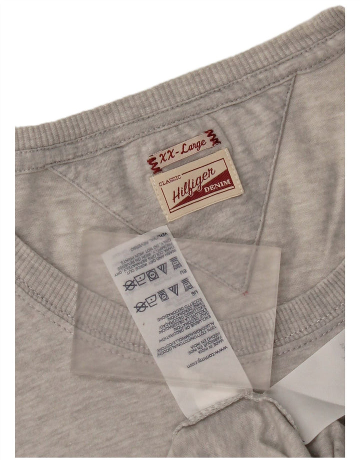 T-shirt grafica da uomo Tommy Hilfiger Top 2XL cotone grigio