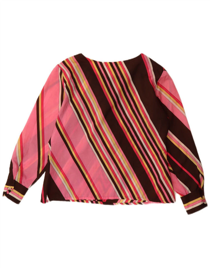 Camicetta vintage da donna a maniche lunghe UK 12 a righe multicolori medie