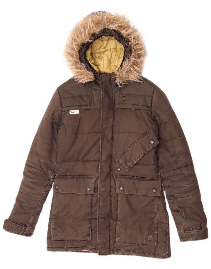 Giacca imbottita con cappuccio da donna G-Star UK 14 Cotone marrone medio
