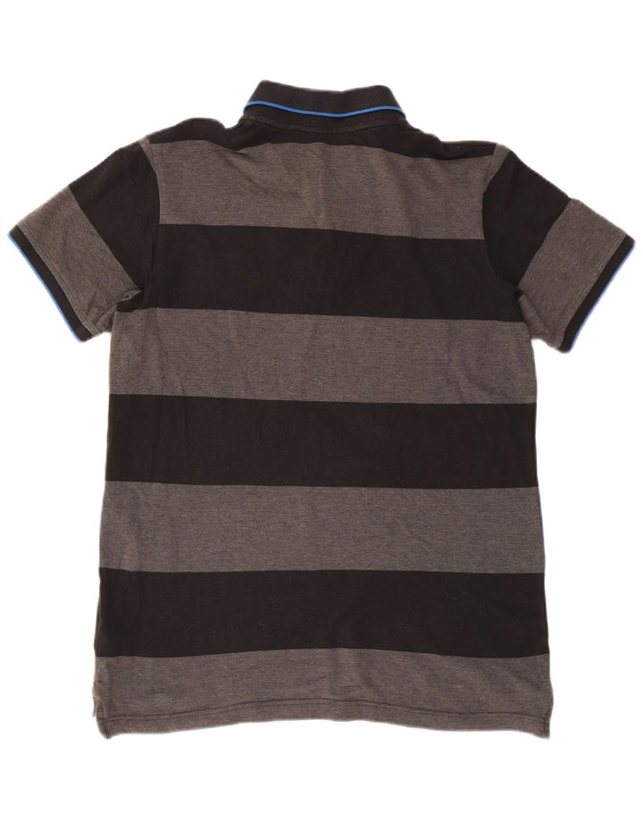 Polo da rugby da uomo Reebok grande in cotone a righe grigie