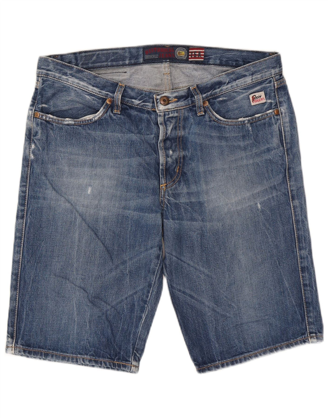 Pantaloncini di jeans invecchiati da uomo Roy Rogers W33 cotone blu medio