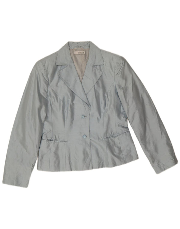 Giacca blazer a 2 bottoni da donna Dream UK 14 grande seta blu