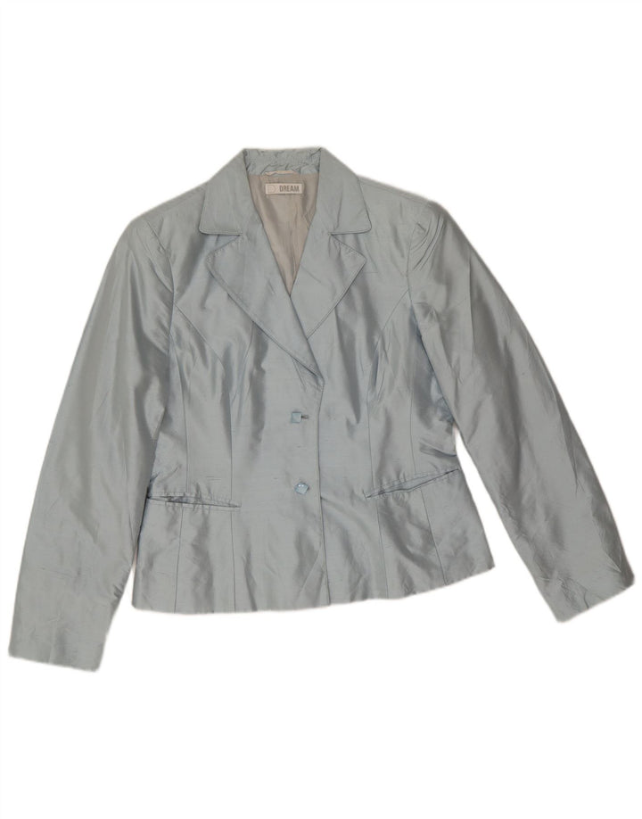 Giacca blazer a 2 bottoni da donna Dream UK 14 grande seta blu