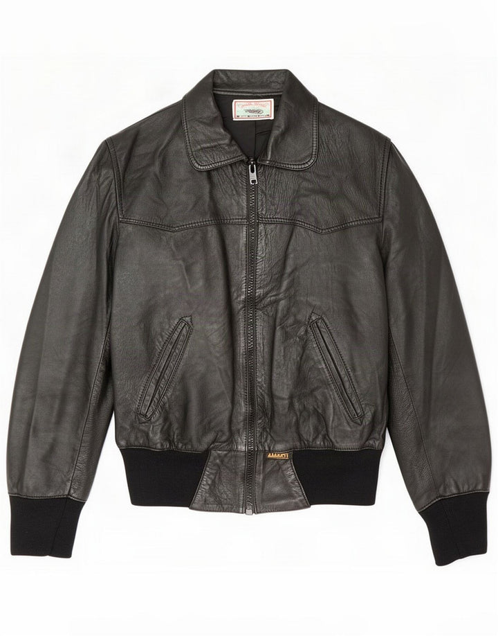 Giacca in pelle bomber da donna Albert UK 14 media nera