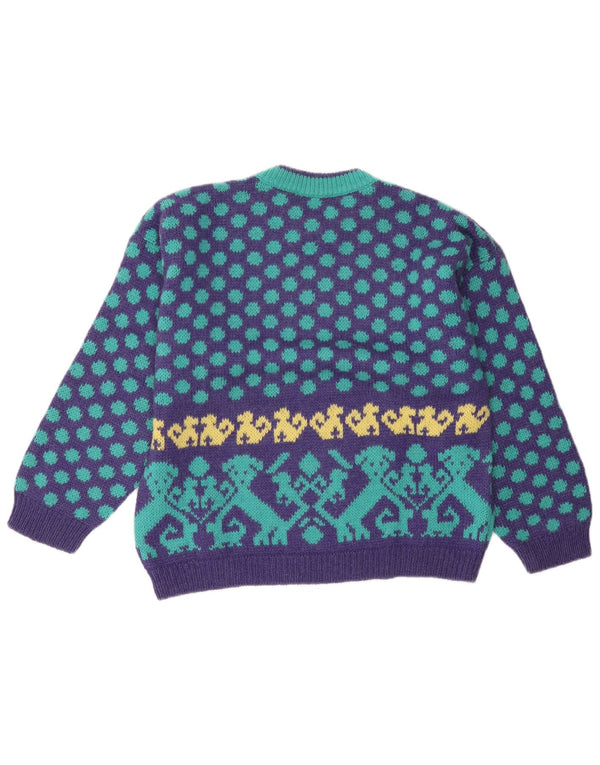 Maglione maglione girocollo da donna STEFANEL UK 16 Large Purple Fair Isle