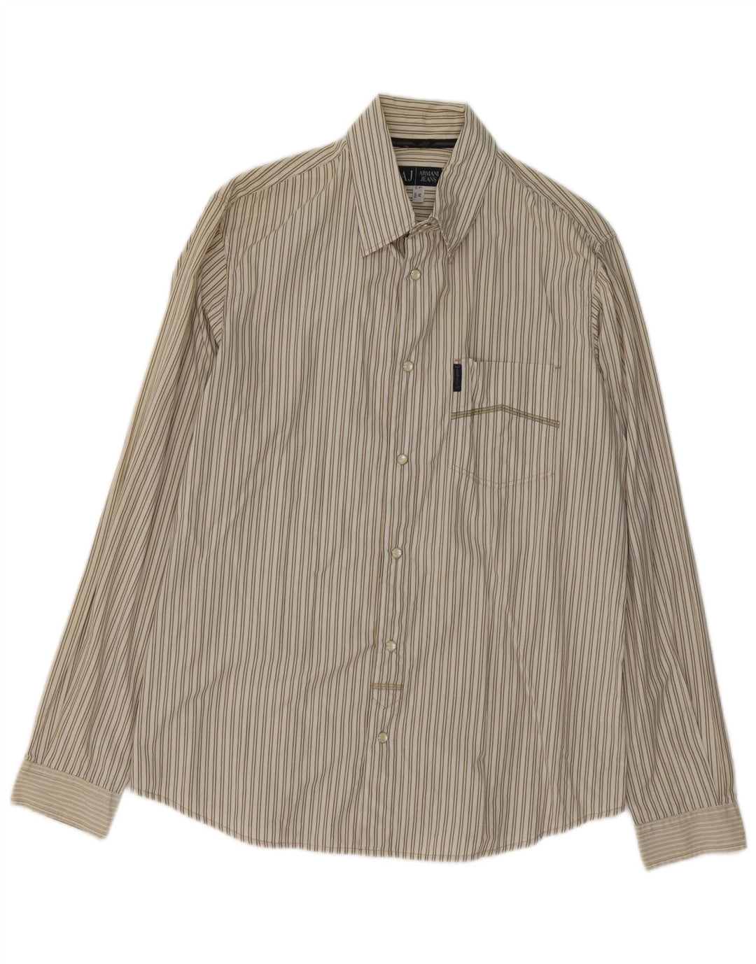 ARMANI JEANS Camicia Uomo Cotone Righe Large Beige