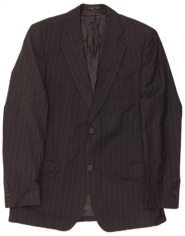 Giacca blazer a 2 bottoni da uomo Zara EU 48 lana gessata media nera