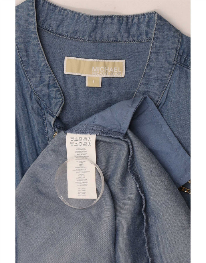 Abito a trapezio da donna Michael Kors UK 10 piccolo Lyocell blu
