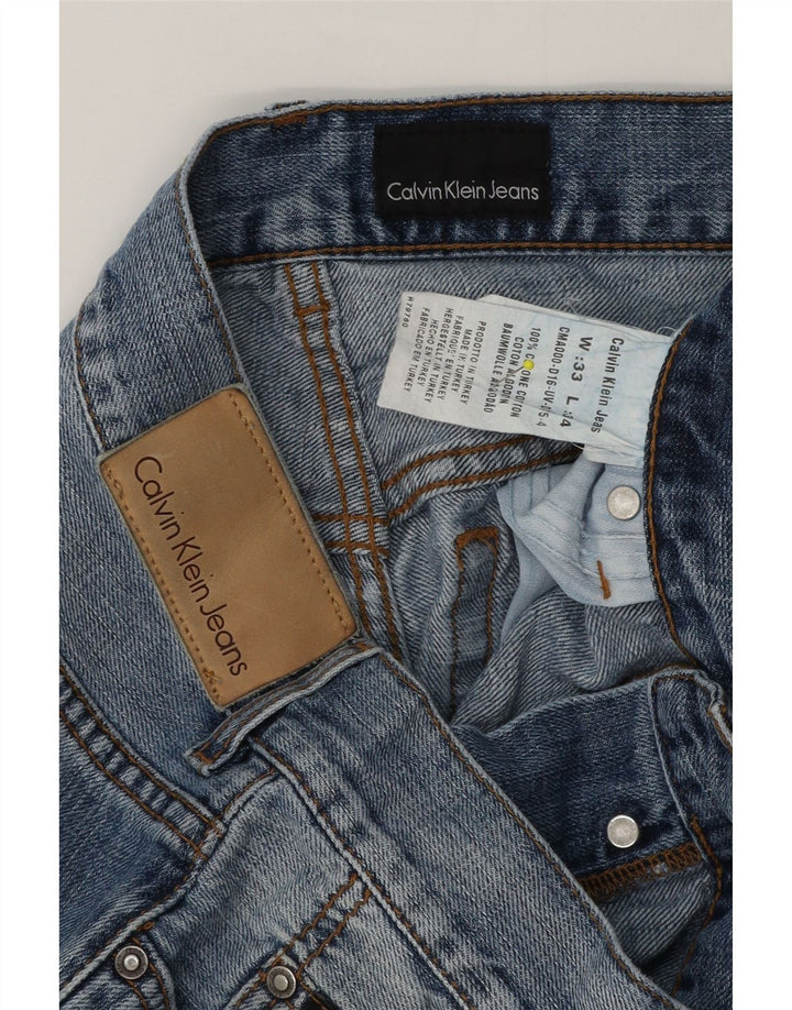 Jeans dritti invecchiati da uomo Calvin Klein W33 L27 cotone blu