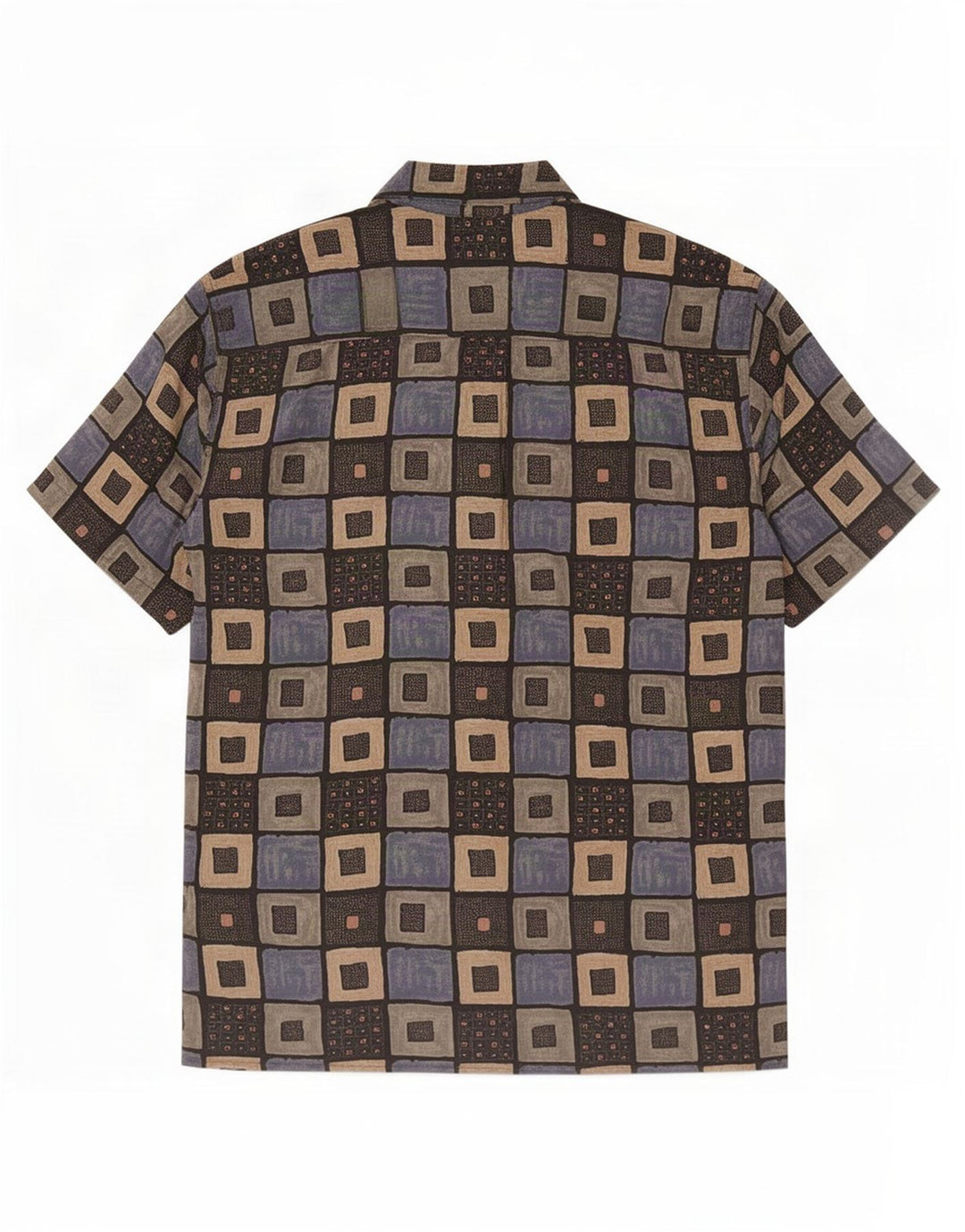 Camicia vintage da uomo a maniche corte geometrica multicolore media