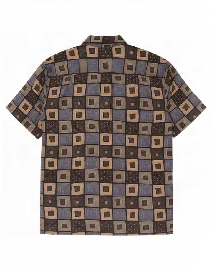 Camicia vintage da uomo a maniche corte geometrica multicolore media