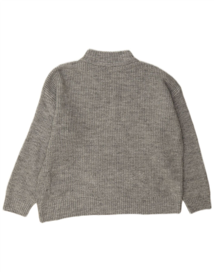 Maglione da donna Marks & Spencer con zip e collo UK 14 grande grigio screziato