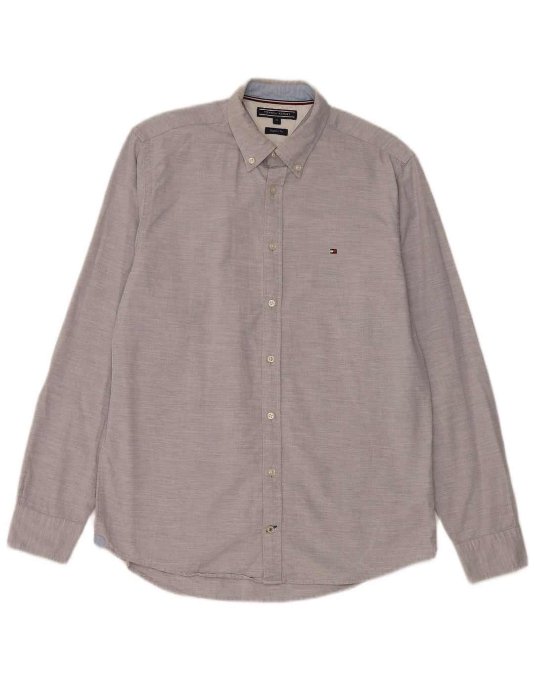 Camicia da uomo Regular Fit Tommy Hilfiger in cotone chiazzato grigio medio