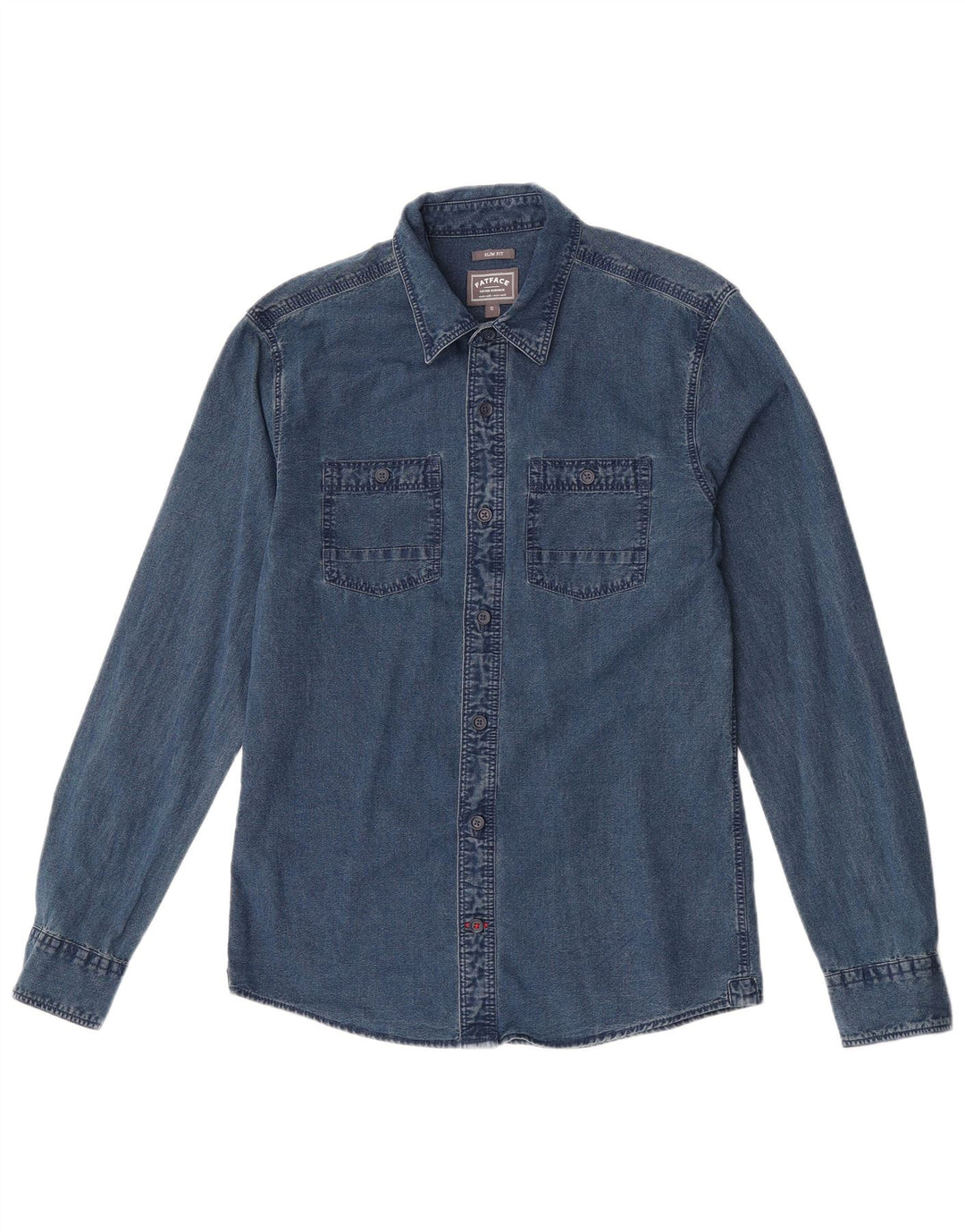 Camicia di jeans slim fit da uomo Fat Face piccola in cotone blu