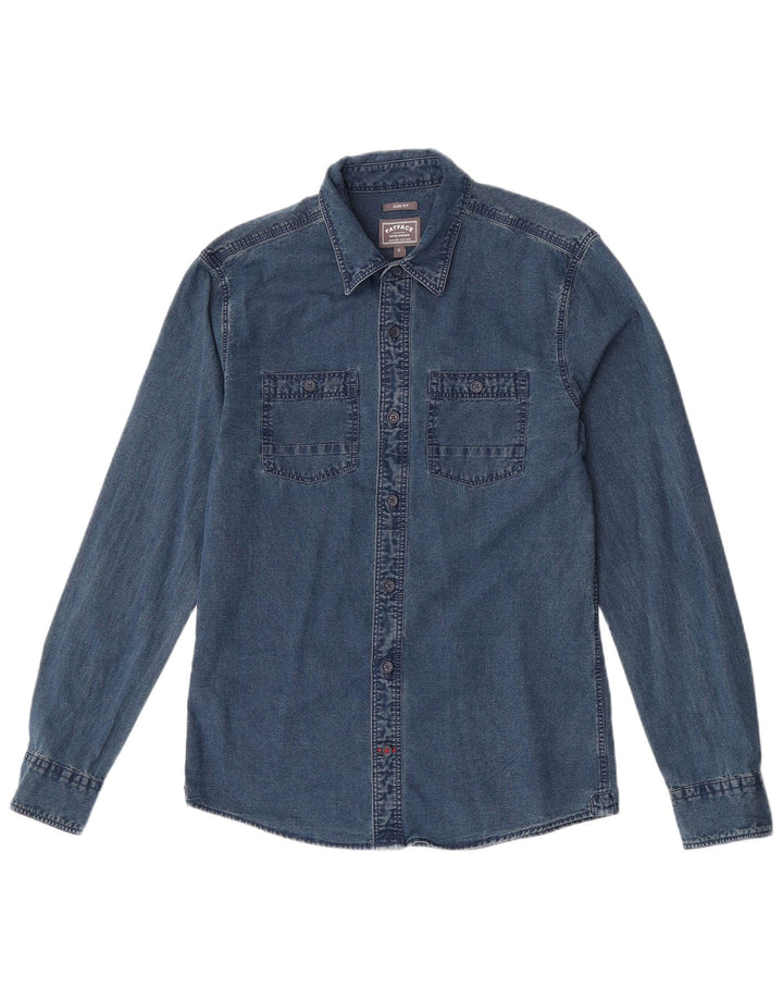 Camicia di jeans slim fit da uomo Fat Face piccola in cotone blu