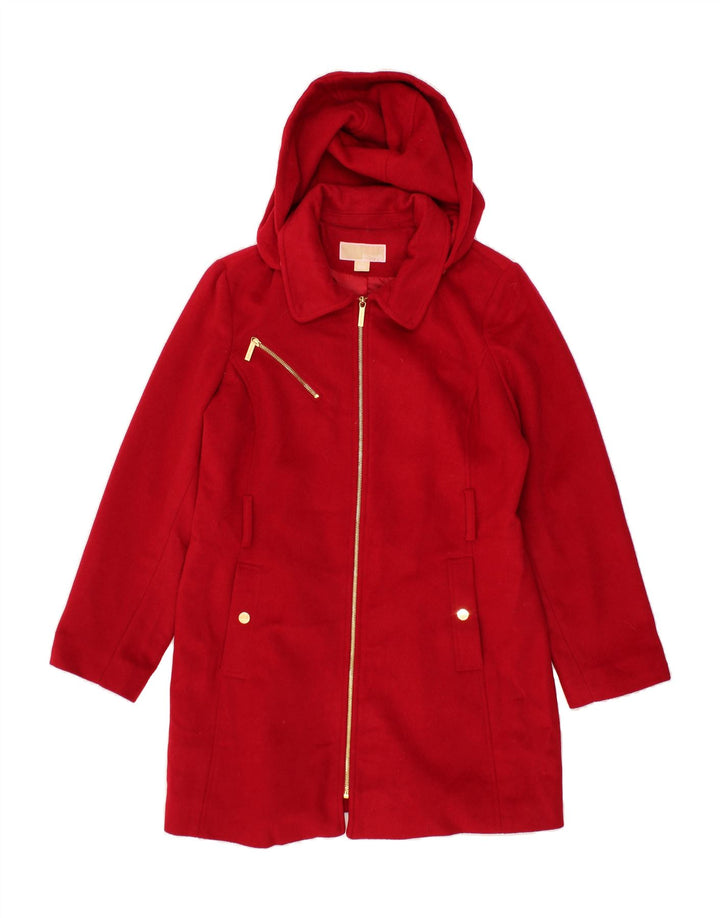 MICHAEL KORS Womens Hooded Overcoat US 14 XL Red Wool Vintage Michael Kors and Second-Hand Michael Kors from Messina Hembry 