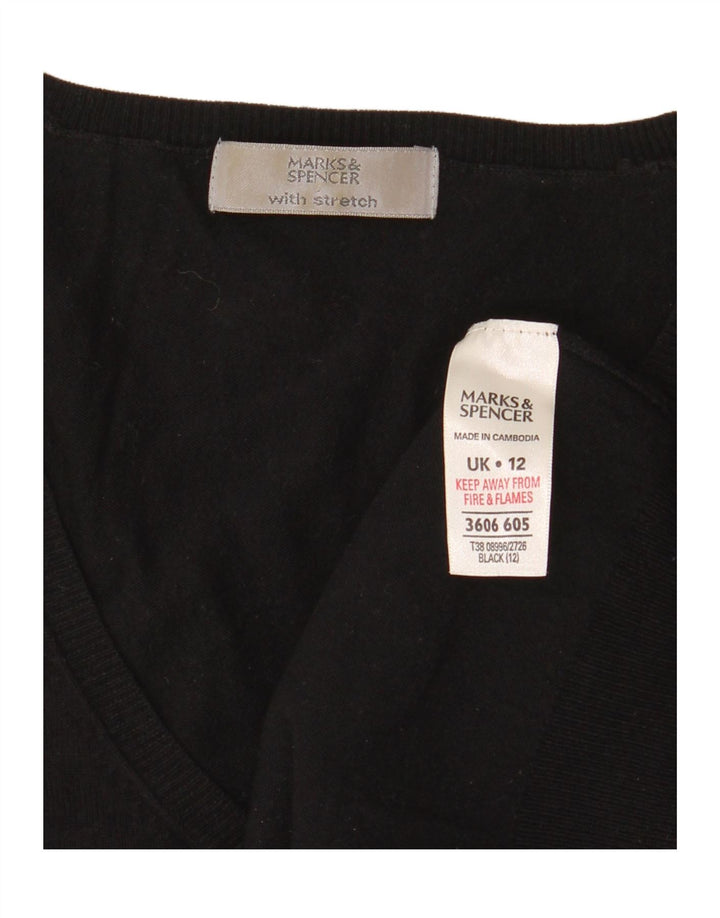 Maglione da donna Marks & Spencer con maniche a 3/4 e scollo a V, UK 12, medio, nero