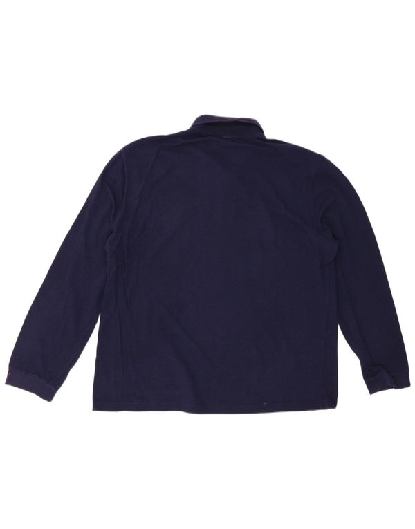 LACOSTE Mens Long Sleeve Polo Shirt Size 5 Large Navy Blue Cotton