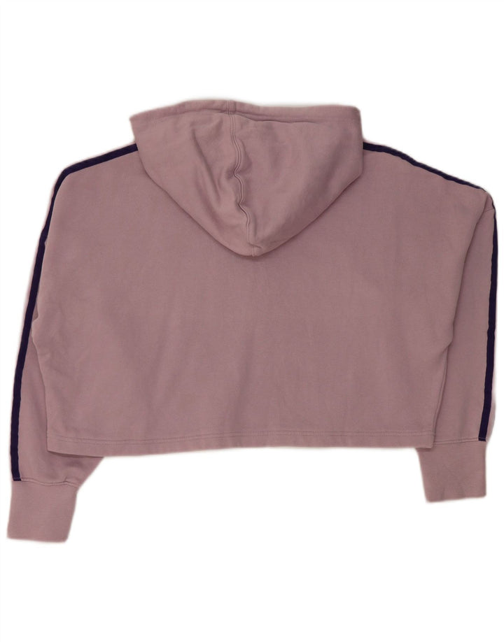 Maglione corto con cappuccio oversize da donna ADIDAS UK 8 piccolo cotone viola