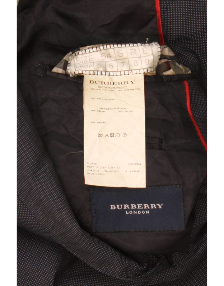 Giacca blazer da uomo a 2 bottoni Burberry taglia 54 grande blu navy in lana vergine