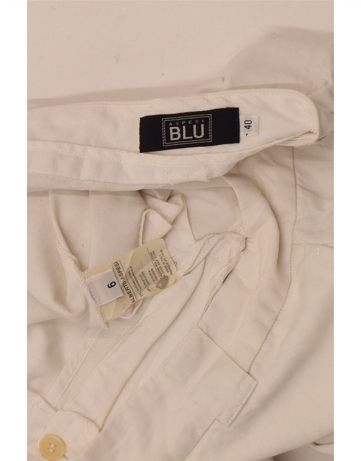 Pantaloni da abito bootcut blu da donna Alberto Aspesi IT 40 Small W27 L31 Bianco