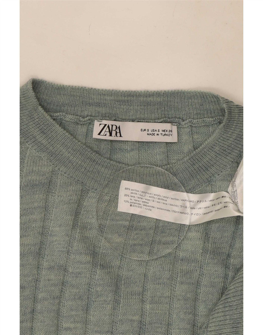 Maglione girocollo oversize da donna Zara UK 10 piccolo verde screziato