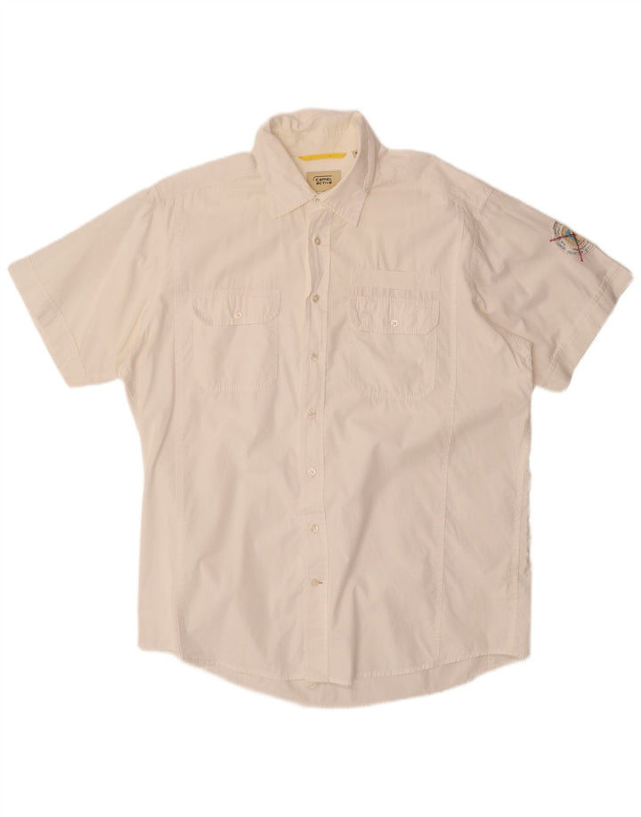 Camicia a maniche corte da uomo Camel Active XL in cotone bianco