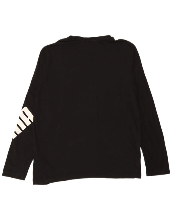 PUMA Maglietta grafica da uomo a maniche lunghe grande in cotone nero