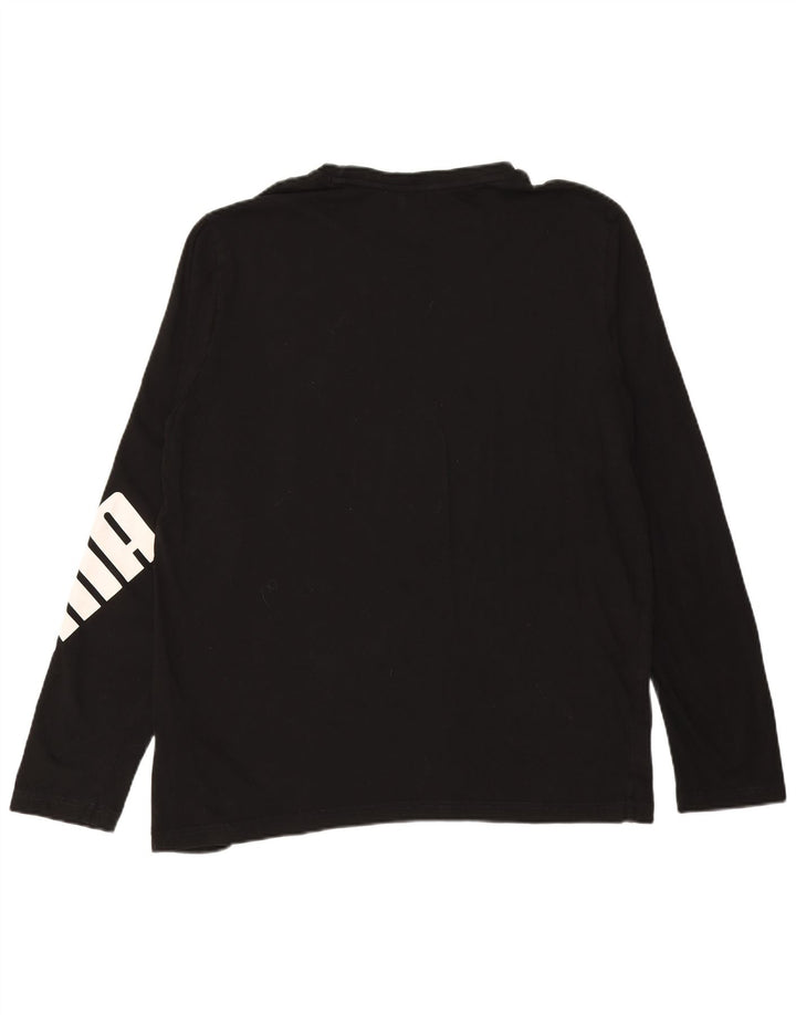 PUMA Maglietta grafica da uomo a maniche lunghe grande in cotone nero