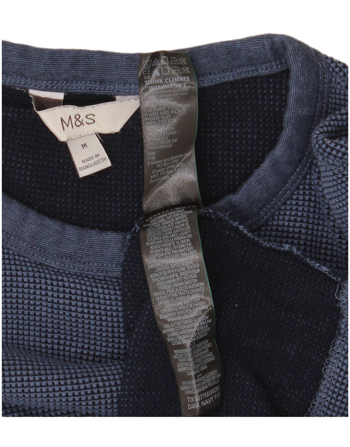 MARKS & SPENCER Top da uomo vestibilità ampia a maniche lunghe in cotone blu medio