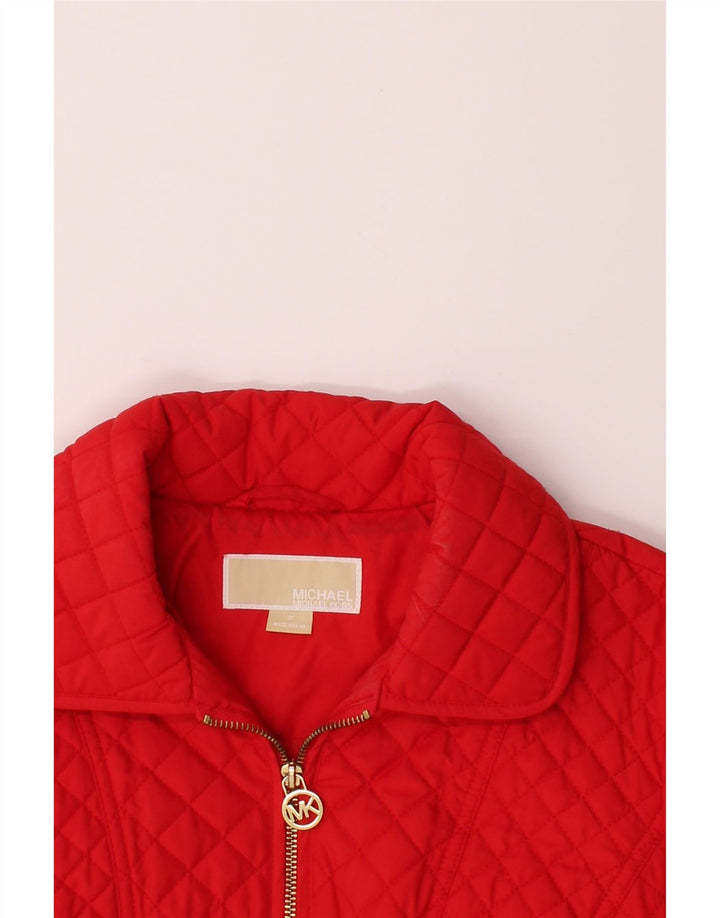 MICHAEL KORS Womens Quilted Jacket UK 14 Medium Red Polyester Vintage Michael Kors and Second-Hand Michael Kors from Messina Hembry 