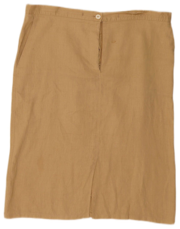 Gonna dritta da donna ELENA MIRO UK 14 Large W38 Lino beige