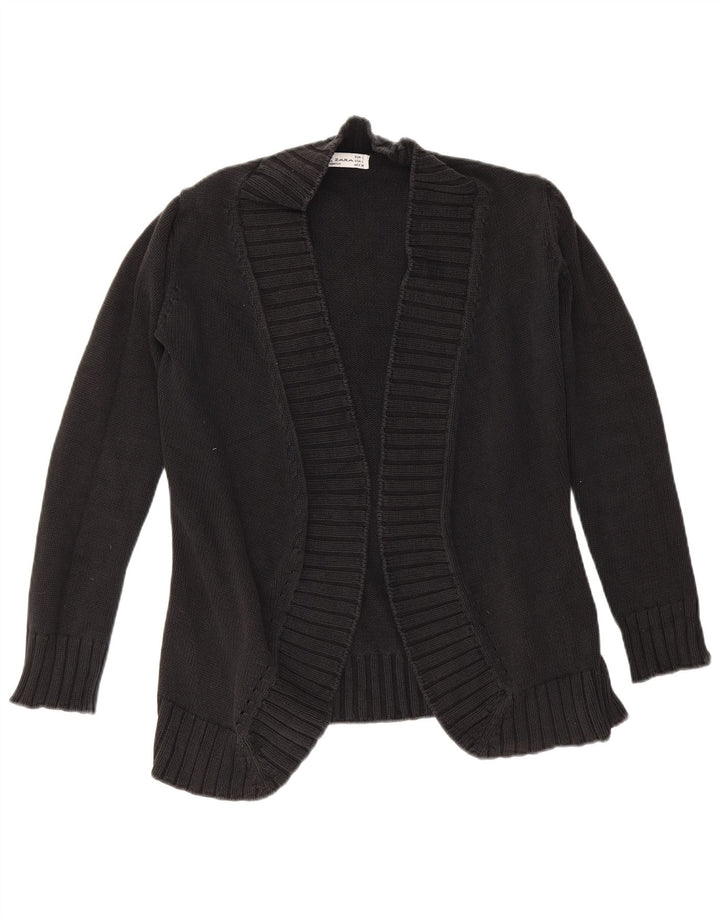 Maglione cardigan aperto da donna Zara UK 14 grande cotone nero