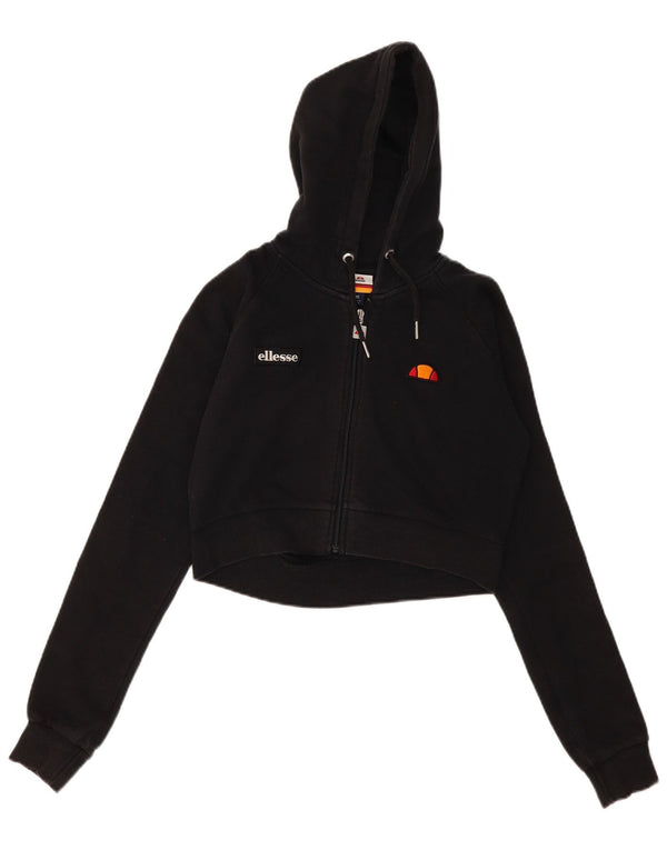 Maglione con cappuccio e zip corta da donna Ellesse UK 10 Small Black Colourblock