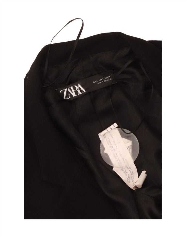 Giacca blazer aperta lunga da donna Zara UK 14 grande acetato nero
