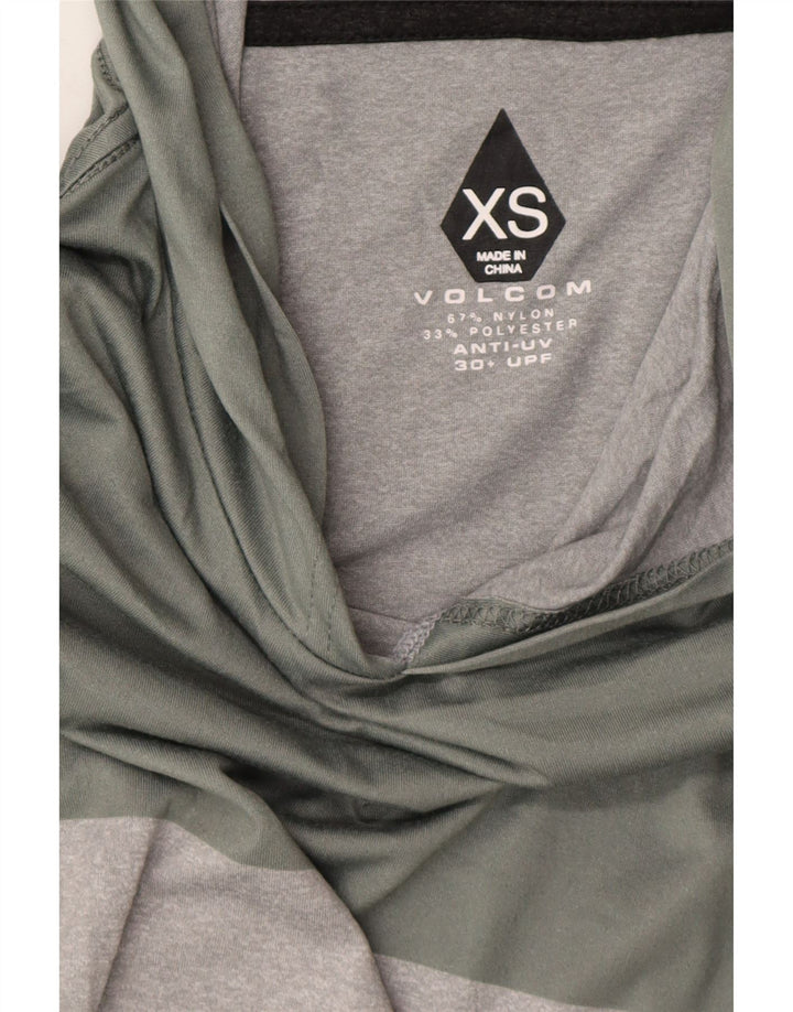 VOLCOM Mens Hooded Graphic Top Long Sleeve XS Grey Colourblock Nylon Vintage Volcom and Second-Hand Volcom from Messina Hembry 