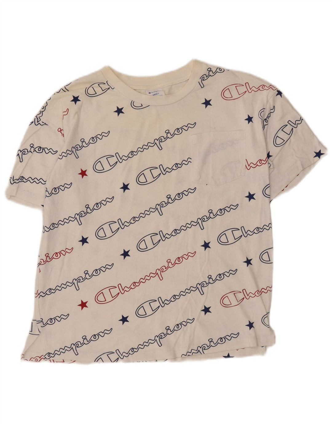 T-shirt grafica oversize da donna Champion Top UK 10 Small Bianca
